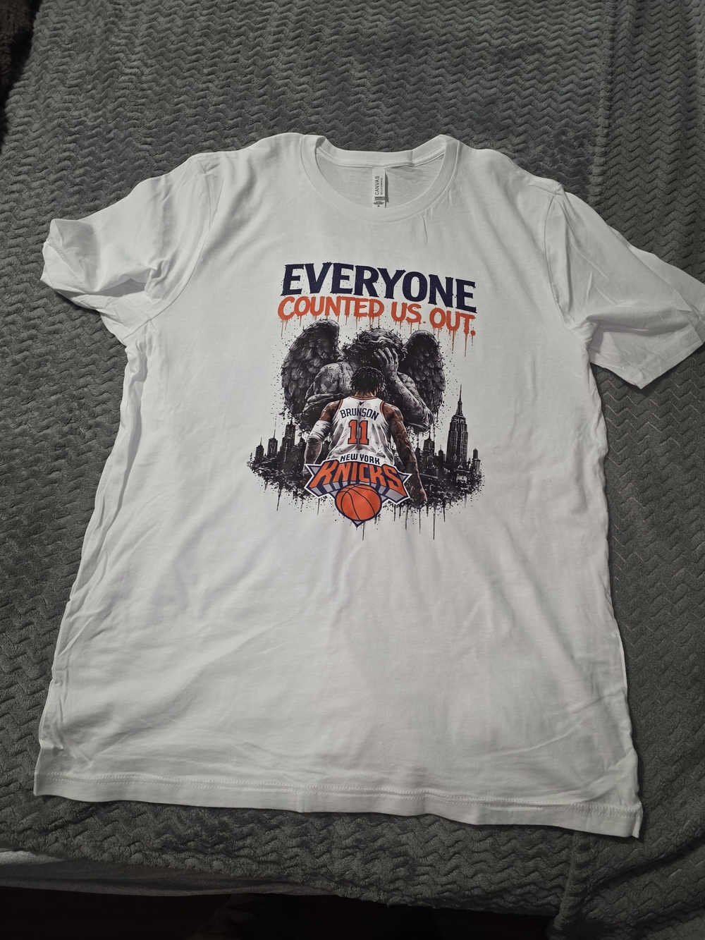 White Graphic Short Sleeve Tee — 'Everyone Counted Us Out'